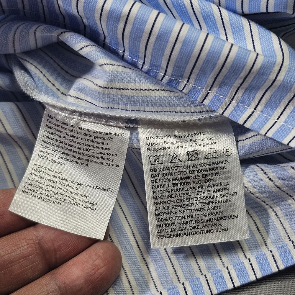 H&M women's blue and white striped oversized poplin shirt - Picture 5 of 12